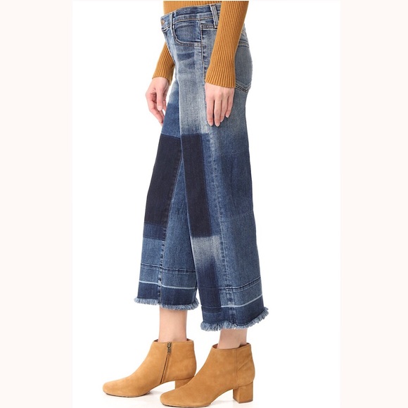 J BRAND Liza Mid Rise Crop Culotte Jeans Optimum - Picture 2 of 8